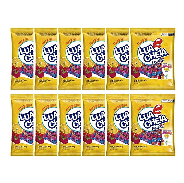 Kit 12 Bala Mastigável Lua Cheia Frutas 500g - Dori
