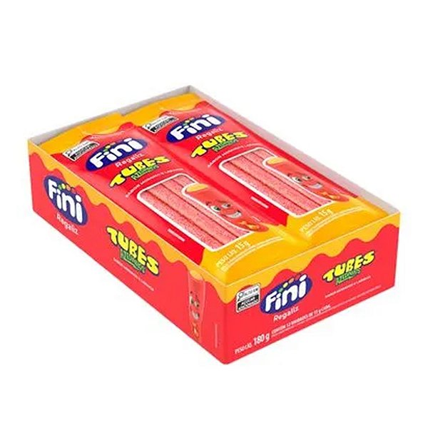 Mini Fini Tubes Morango e Laranja Cítrico 15g 12Un - Fini