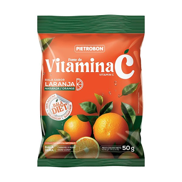 Bala Diet Vitamina C Laranja 50g - Pietrobon