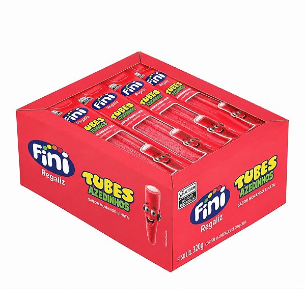 Mini Fini Tubes Morango Cítrico 10g 32UN - Fini