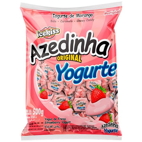 Bala Mastigavel Yogurte  Morango Azedinha 500g - Cory