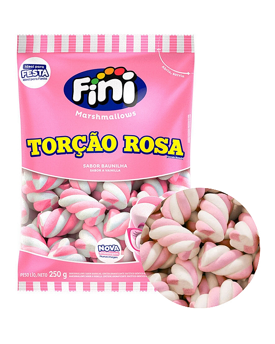 Marshmallows Torção Rosa 250g Fini
