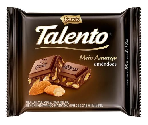 Chocolate Garoto Talento  Meio Amargo Amêndoas com 90g