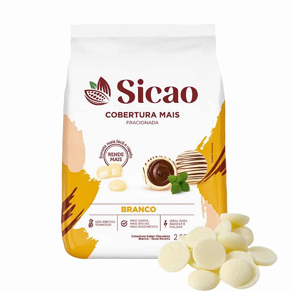 Chocolate Fracionado Cobertura Branco Gotas Sicao 2kg