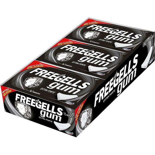 Chiclete Freegells Gum Zero Extra Forte 15 Unidades Riclan