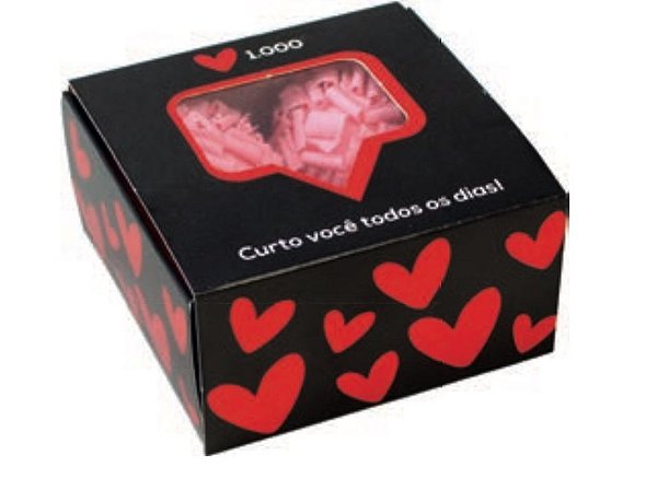 Caixa gaveta com visor para 4 doces com 10 unidades Curtir Paixão (cód. 1674)  - Ideia