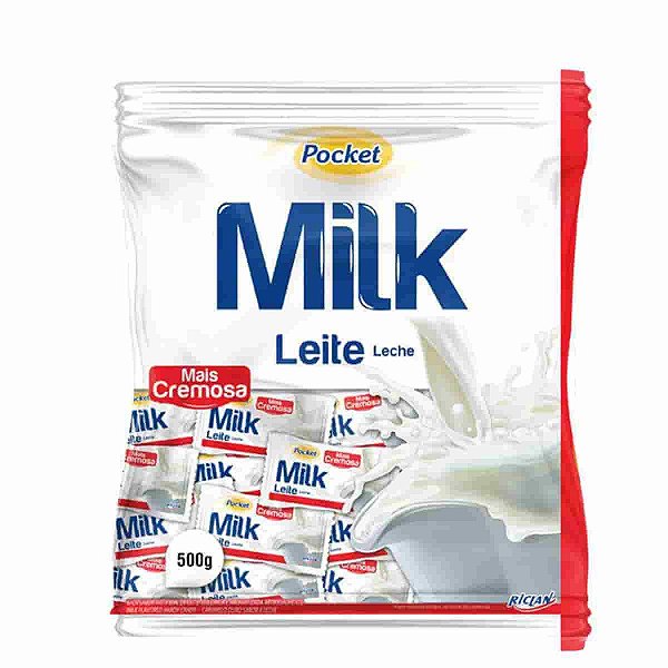 Bala Dura Pocket Cremosa Milk Leite 500g - Riclan