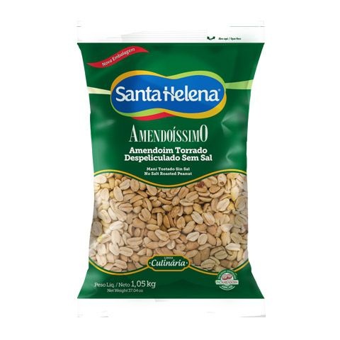 Amendoim Torrado Despeliculado Sem Sal Santa Helena 1kg