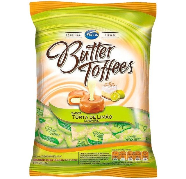 Bala Butter Toffees Limão Arcor 500g