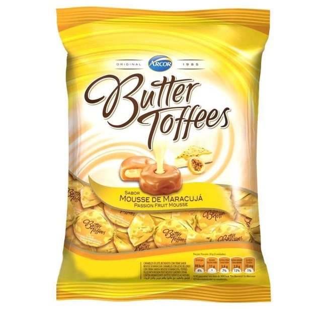Bala Butter Toffees Maracujá Arcor 500g