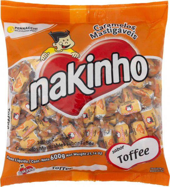 Bala Nakinho Toffee sabor caramelo 600g - Pennacchi