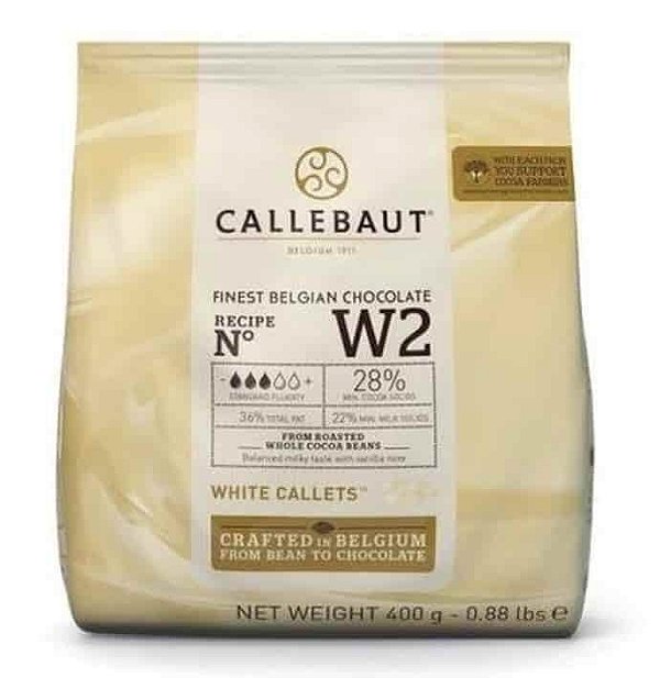 Chocolate belga branco 28% cacau gotas 400g Callebaut