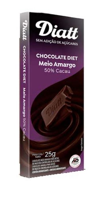 Chocolate diet meio amargo 50% cacau 25g - Diatt