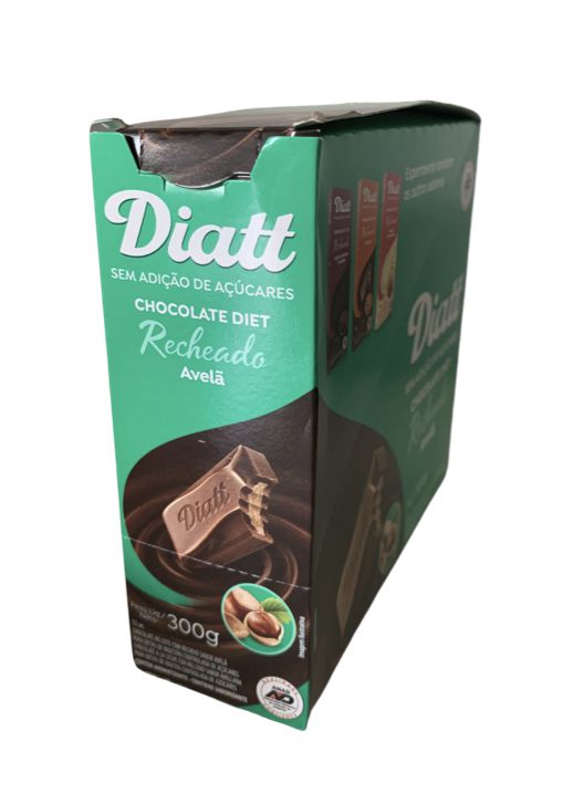 Chocolate diet recheado avelã 12X25g - Diatt