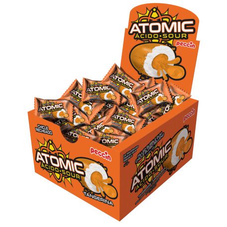 Chiclete atomic ácido sour sabor tangerina com 40 unidades - Peccin