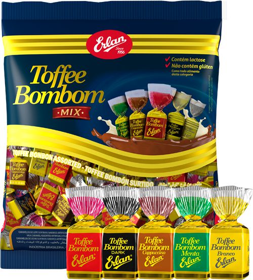 Bala Toffe Bombom Mix 500g - Erlan