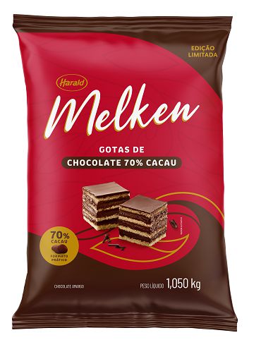 Gotas de Chocolate Melken 70% Cacau Harald 1,050 Kg