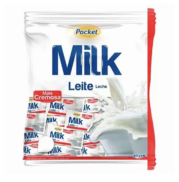 Bala Dura Pocket Cremosa Milk Leite 100g - Riclan