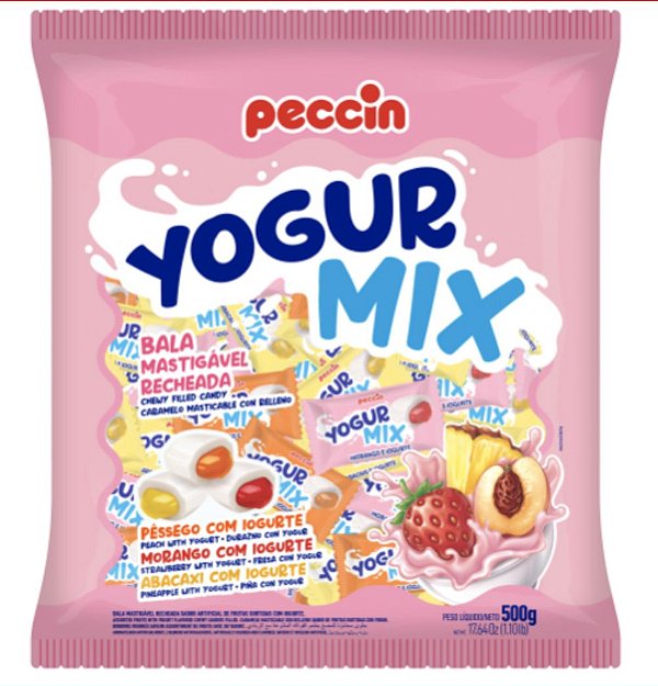 Bala Mastigável  Yogur Mix  Sortida 500g - Peccin