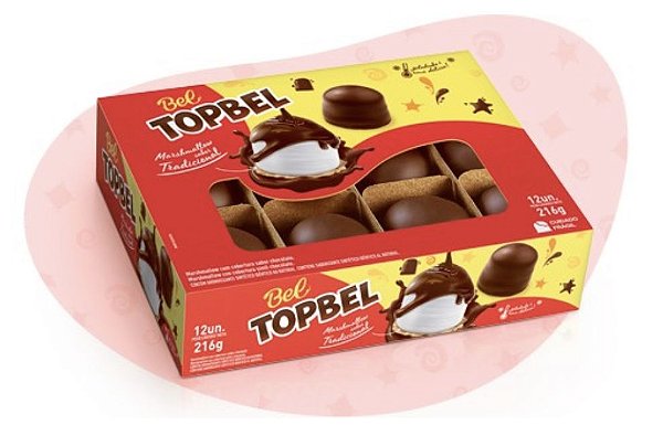 Marshmallow Top Bel Tradicional Cobertura Chocolate 216g c/ 12 un. - Bel