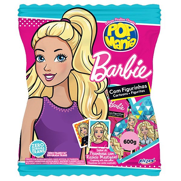 Pirulito Pop Mania Barbie 600g com 50 Unidades - Riclan