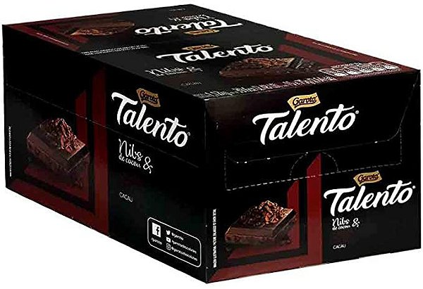 Chocolate Talento Dark Nibs 70% cacau com 15 unidades de 75g Garoto