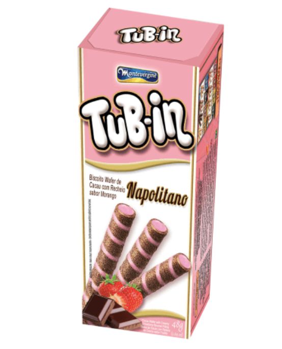 Tubetes Tub-in biscoito wafer recheio Napolitano 48g - Montevergine