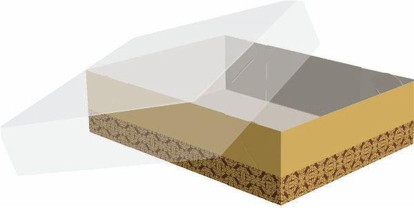 Caixa Tampa Transparente Cor Cacau Ouro para 12 Doces com 10 unidades (cod. 1278) - Ideia