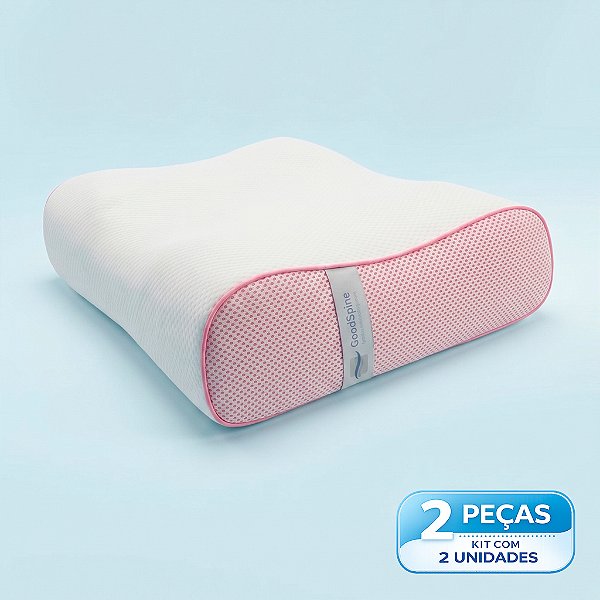 Kit com 2 Travesseiros Anatômico Universal GoodSpine GS11 Rosa