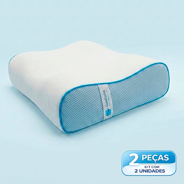 Kit com 2 Travesseiros Anatômico Universal GoodSpine GS11 Azul