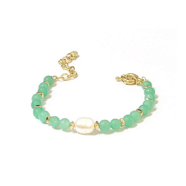 Pulseira Quartzo Verde Dourado