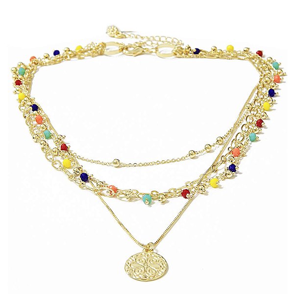 Colar Choker Dourado Nina Colors