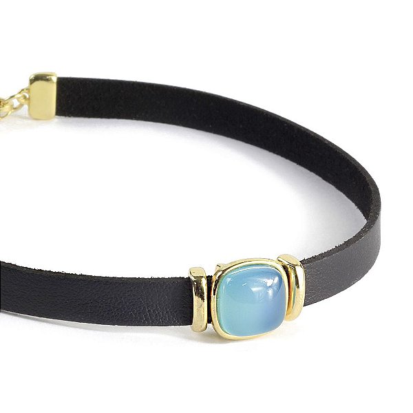 Colar Choker Frida Ágata Dourado Jet