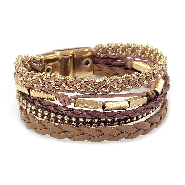 Pulseira Donnana Marrom Dourado