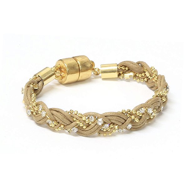 Pulseira Trança Nude Dourado