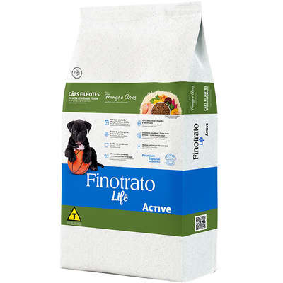 Ração Finotrato Prime Active Premium Especial para Cães Filhotes em Alta Atividade Física - 15Kg