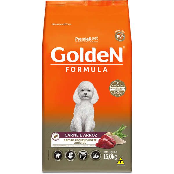 Ração Golden Fórmula Mini Bits Para Cães Adultos Pequeno Porte Sabor Carne e  arroz 15kg