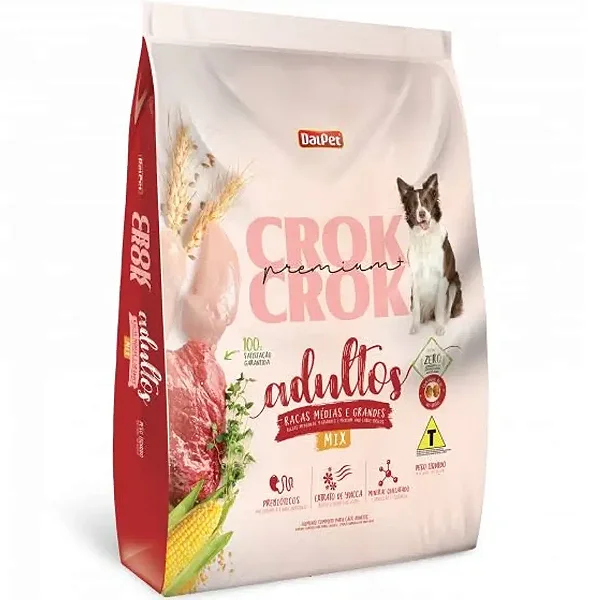 Ração Crok Crok Mix cães Adultos Raças Grandes - Carne, frango e vegetais 10.1Kg