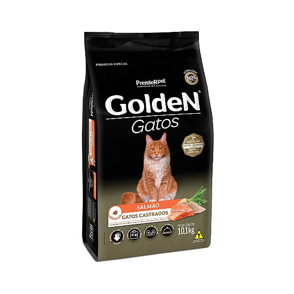 Golden para Gatos Adultos Castrados Sabor Salmão 10kg