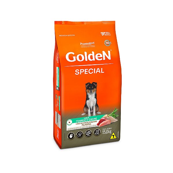 Golden Special para Cães Filhotes de Porte Pequeno Sabor Frango e Carne 15kg