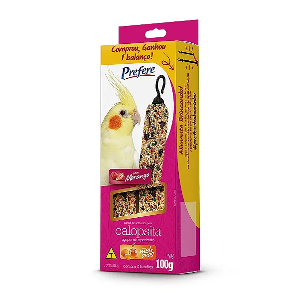 Prefere Bastão Calopsita Morango 100g com balancinho