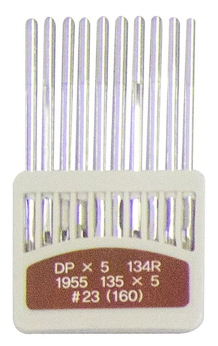 DPX5-23 ORANGE - AGULHA P/ CASEAR, ZIGZAG, 2 AGULHAS, TRAVETE - 01 unidade cartela com 10 agulhas
