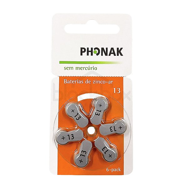 6 Pilhas Bateria Aparelho Auditivo 13 Pr48 - Phonak