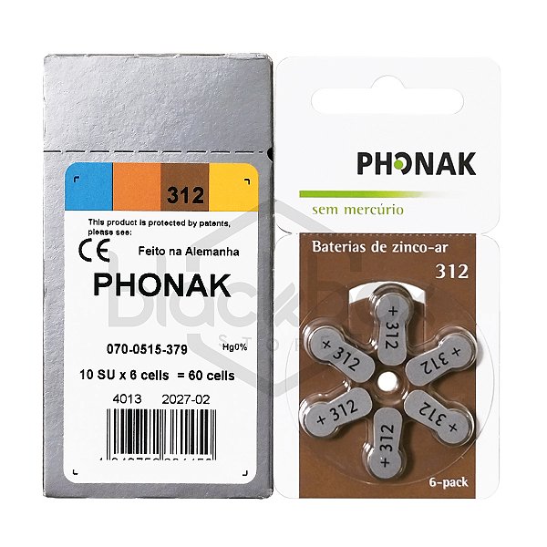 60 Pilhas Baterias Aparelho Auditivo 312 Pr41 - Phonak