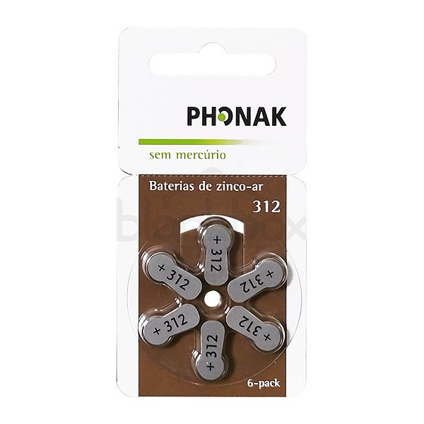 6 Pilhas Baterias Aparelho Auditivo 312 Pr41 - Phonak