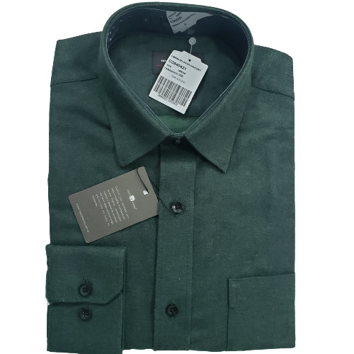Camisa de flanela verde mar manga longa de algodão