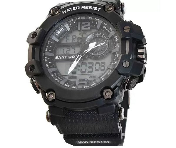 Relógio Quartz Santino masculino SAR11U42 preto/branco