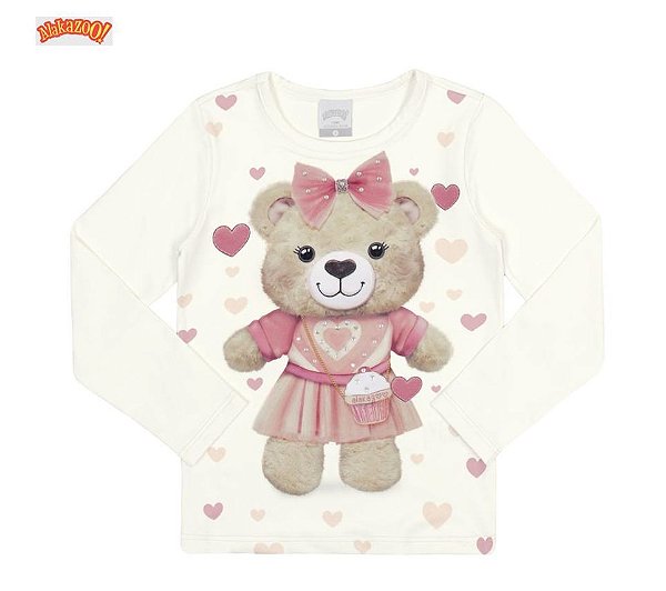 Blusa manga longa em malha estampada com strass Alakazoo 66889