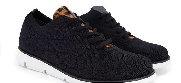 Tênis Casual Preto Tecido Detalhe Animal Print AH2407002