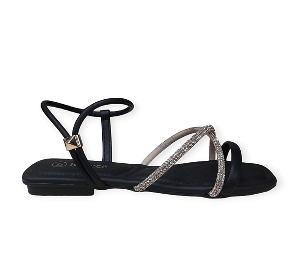 Sandália Rasteira Feminina Bebecê com strass T1018022